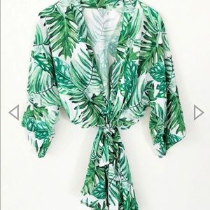 7 - Bridesmaid Robes Beautiful Palm Leaf Design - VERY Soft Fabric-FREE SHIPPING